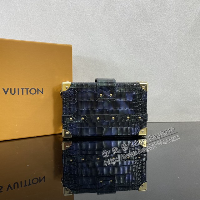 Lv路易威登2023專櫃新款Petite Malle手袋 LV鱷魚皮革袖珍硬箱斜挎男包 N81604 ydh5240